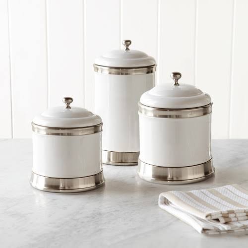 White Ceramic Canisters Set of 3 P5195