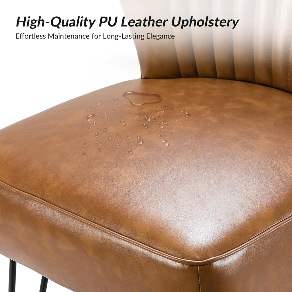 Faux Leather Accent Chair with Metal Base D78666