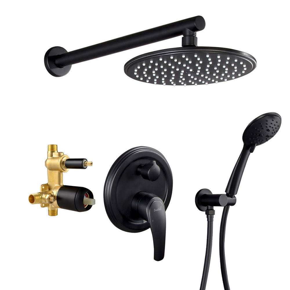 Matte Black Wall Mount Dual Shower Heads with Pressure Balance Valve A574735