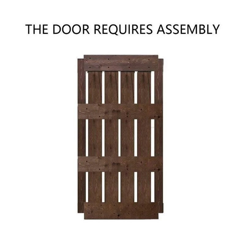 Walnut Stained 3 Panel Solid Wood Barn Door L18369