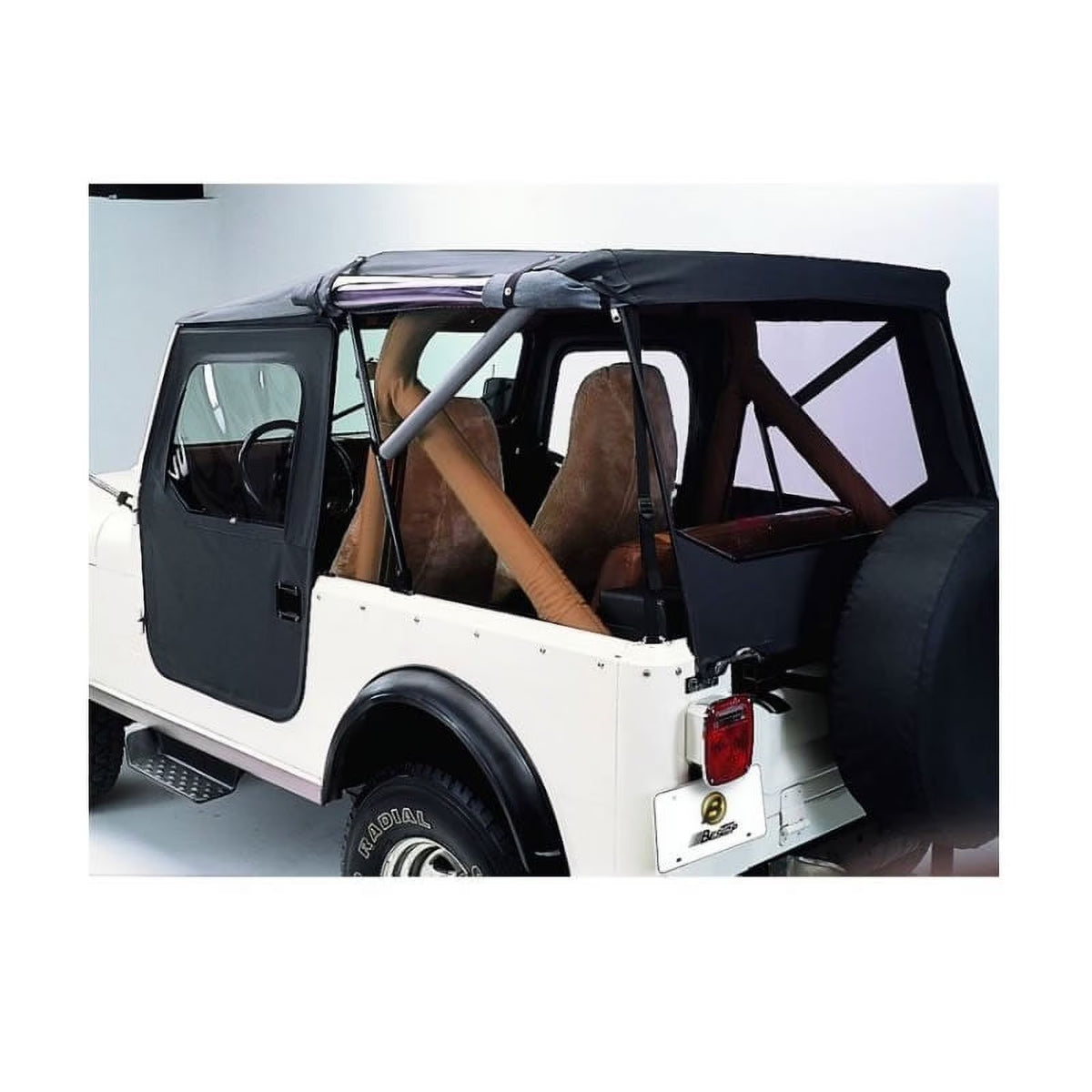Black Soft Top with Clear Windows and One-Piece Doors Y7870