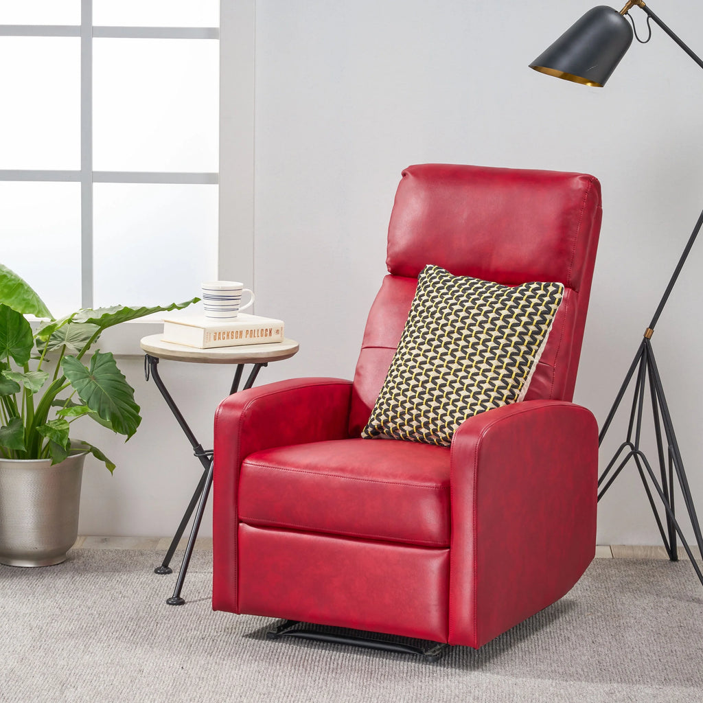 Red Faux Leather Recliner F848