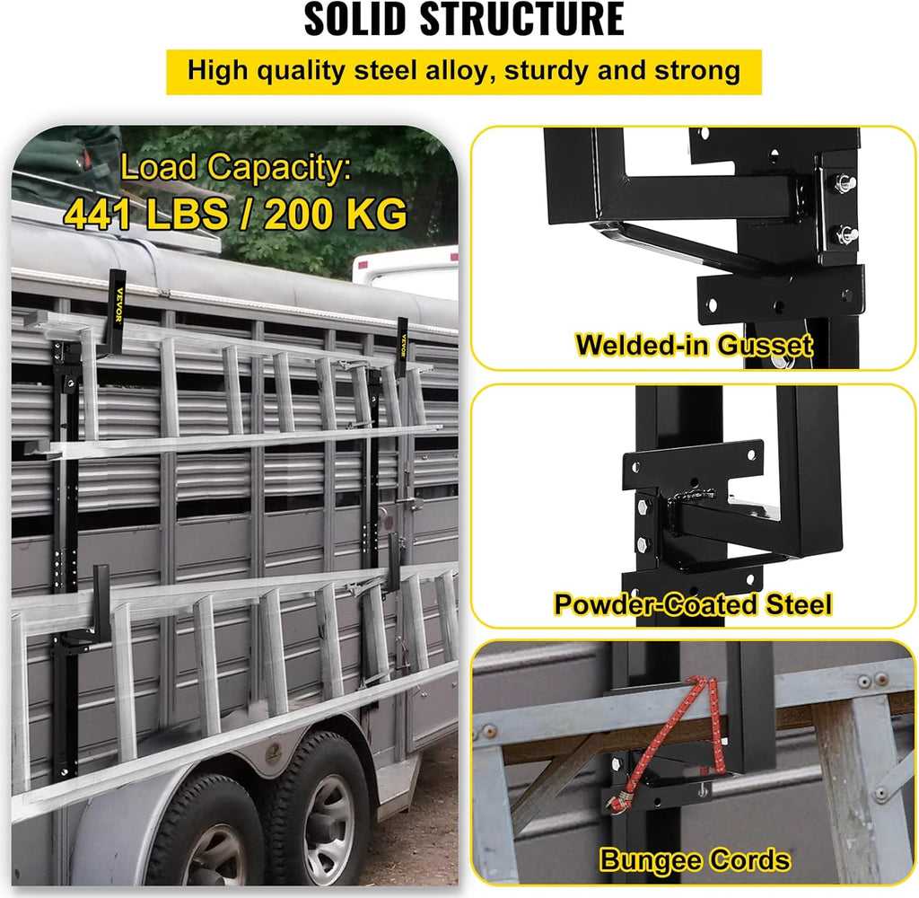 Black Steel Trailer Ladder Rack K7559