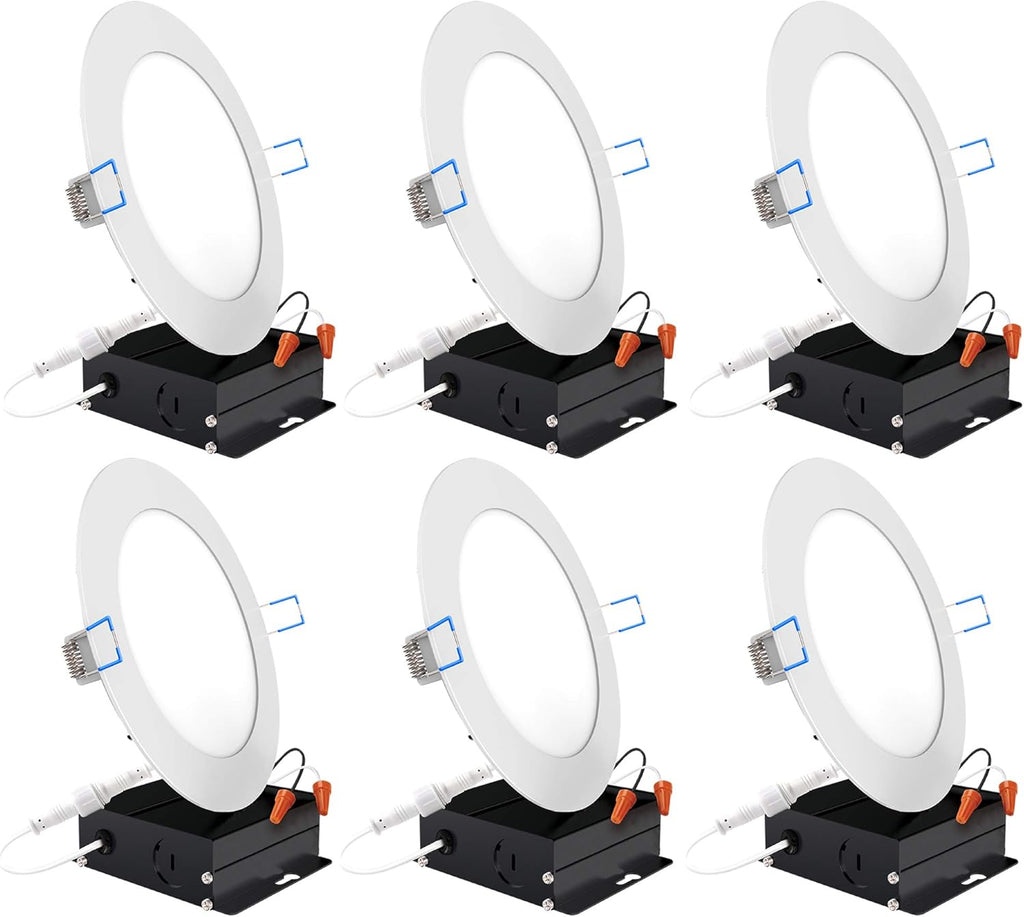 6 Pack 6 Inch Ultra Thin LED Recessed Ceiling Lights, 3000K Warm White, Dimmable 14W Q472