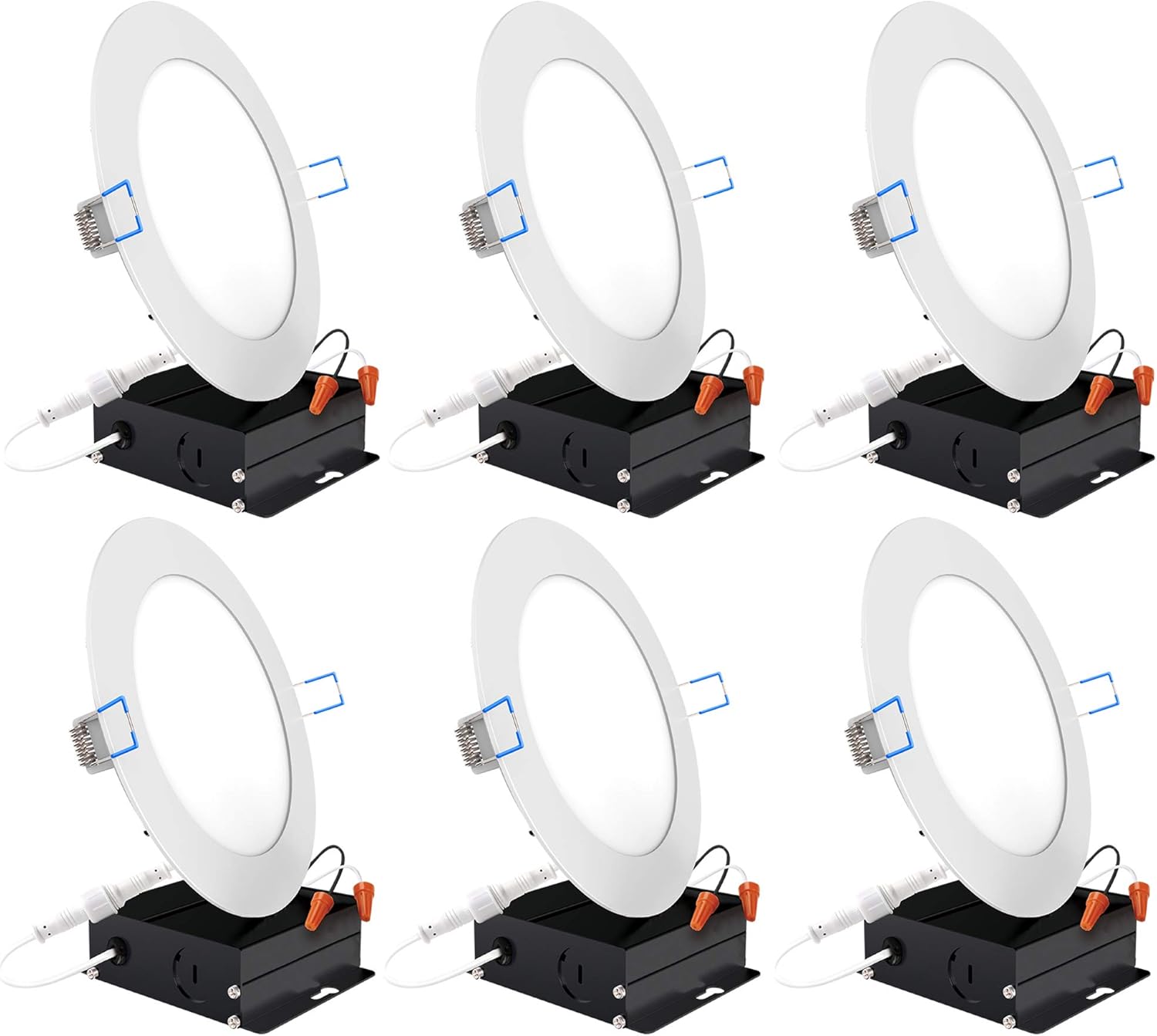 6 Pack 6 Inch Ultra Thin LED Recessed Ceiling Lights, 3000K Warm White, Dimmable 14W Q472