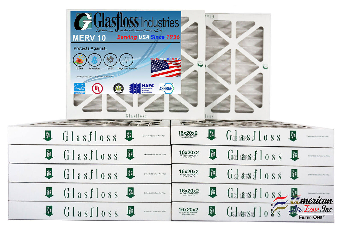 16x20x2 MERV 10 Pleated AC Air Furnace Filter (Qty: 12) B509