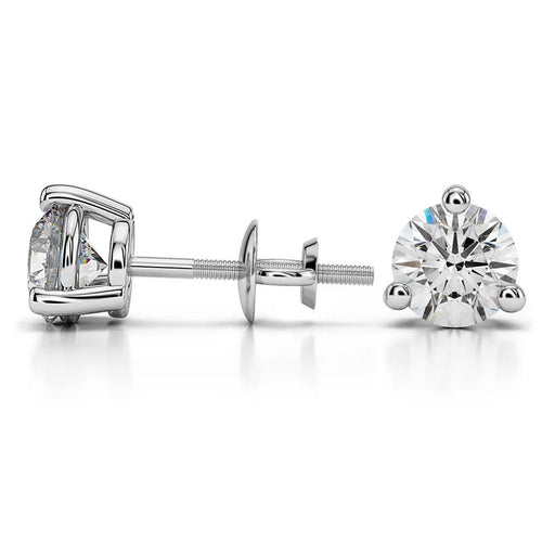 0.50 Carat Round Lab Created Diamond Stud Earrings Solid 950 Platinum Screw Back R5115