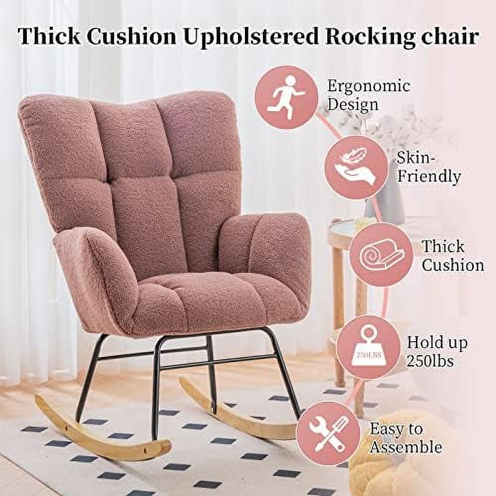 Grey Velvet Upholstered Glider Rocker I535549
