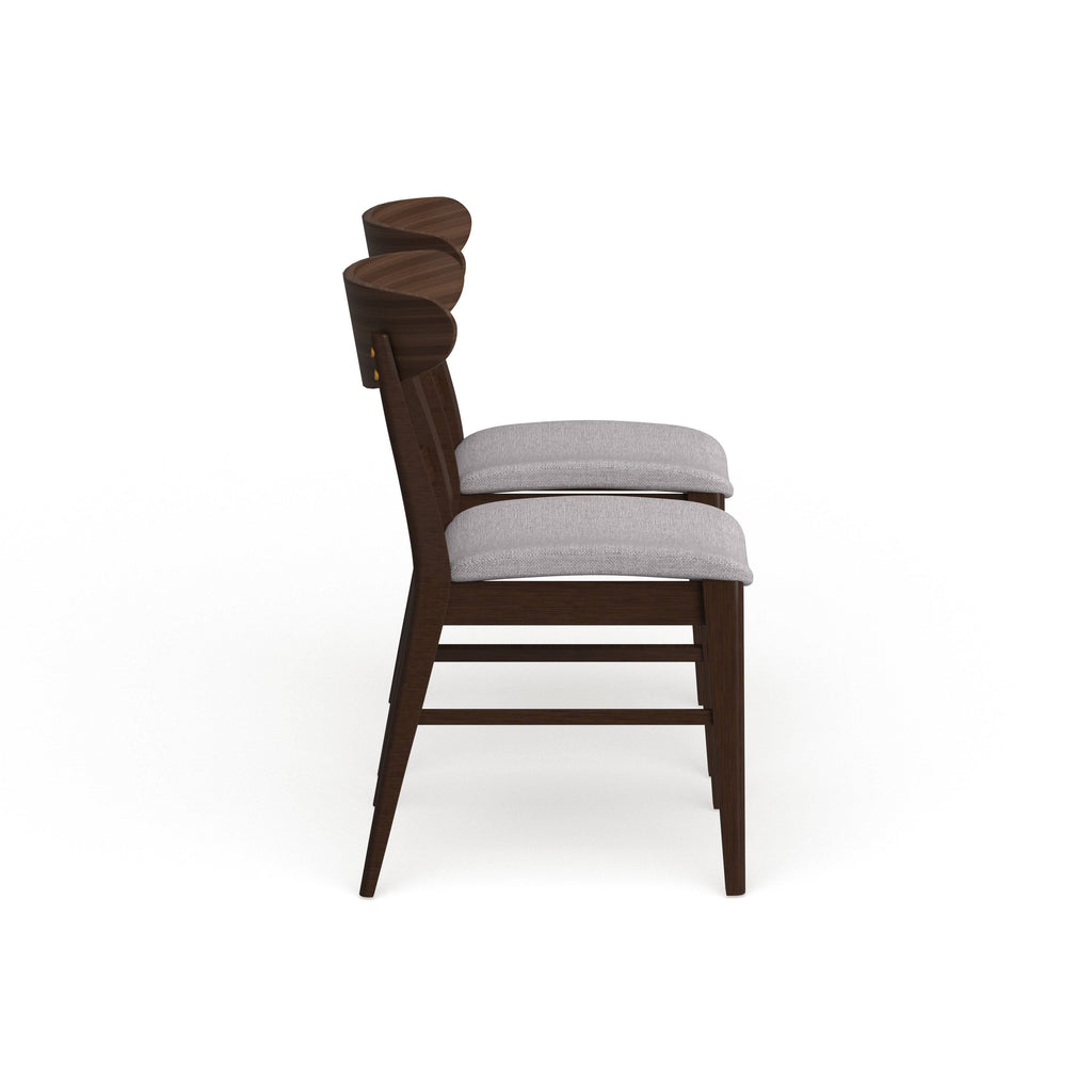Fabric Dining Chair (Set of 2) Dark Beige Oak Finish E2071