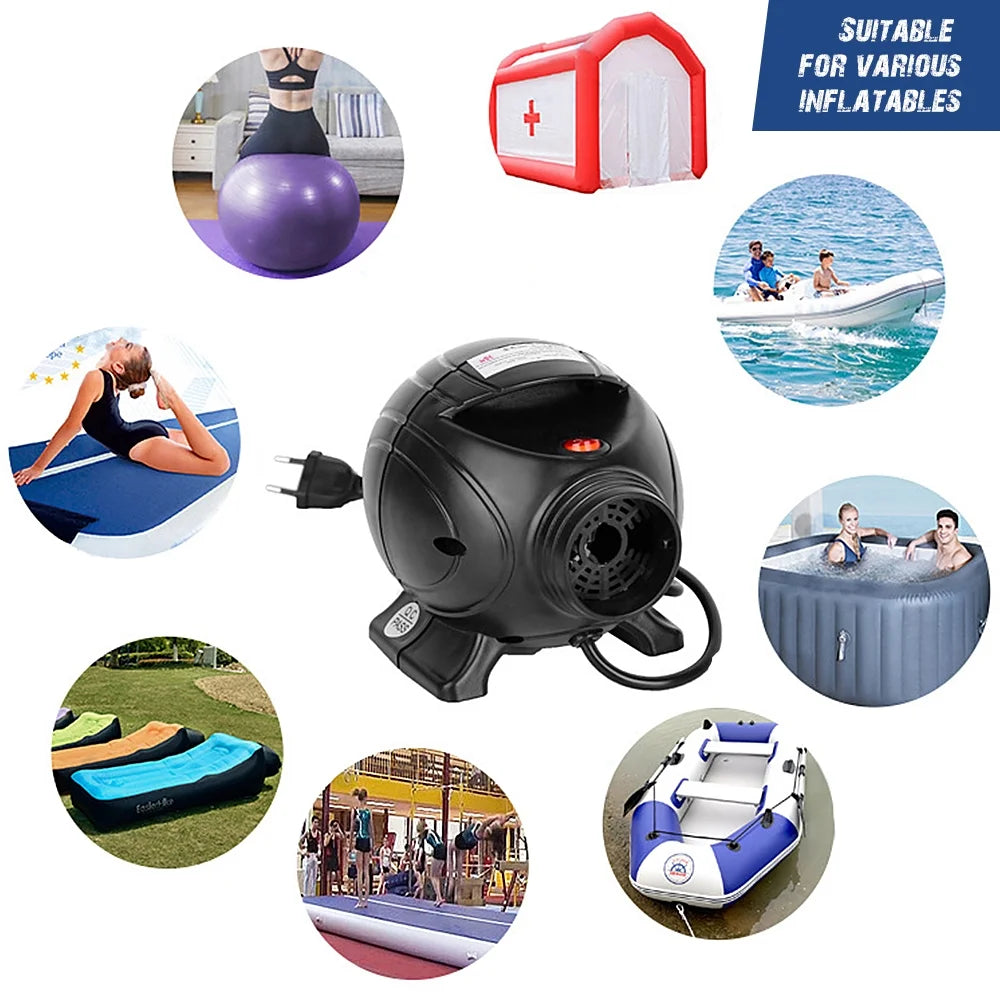 Portable 800W Electric Air Pump Inflator Deflator with 3 Nozzles D240528