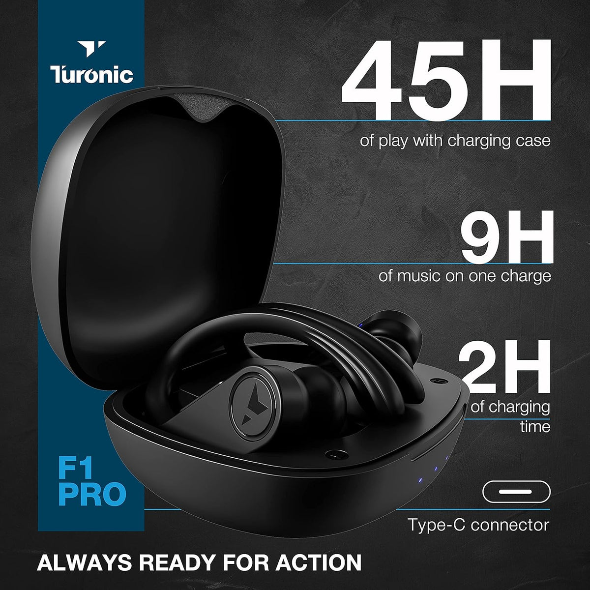 Black Pack of 2 Wireless Earbuds with Charging Case Z153