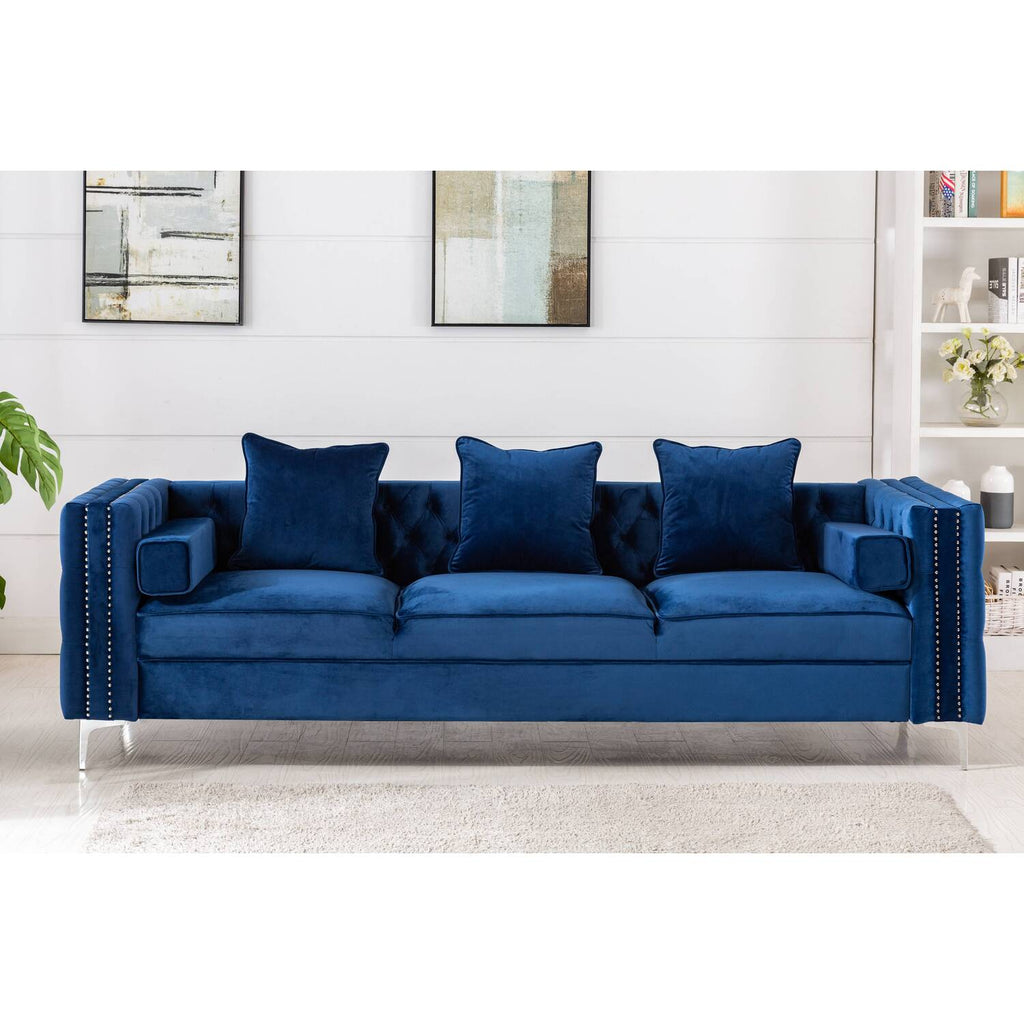 Gray Velvet Sleeper Sectional Sofa U2219