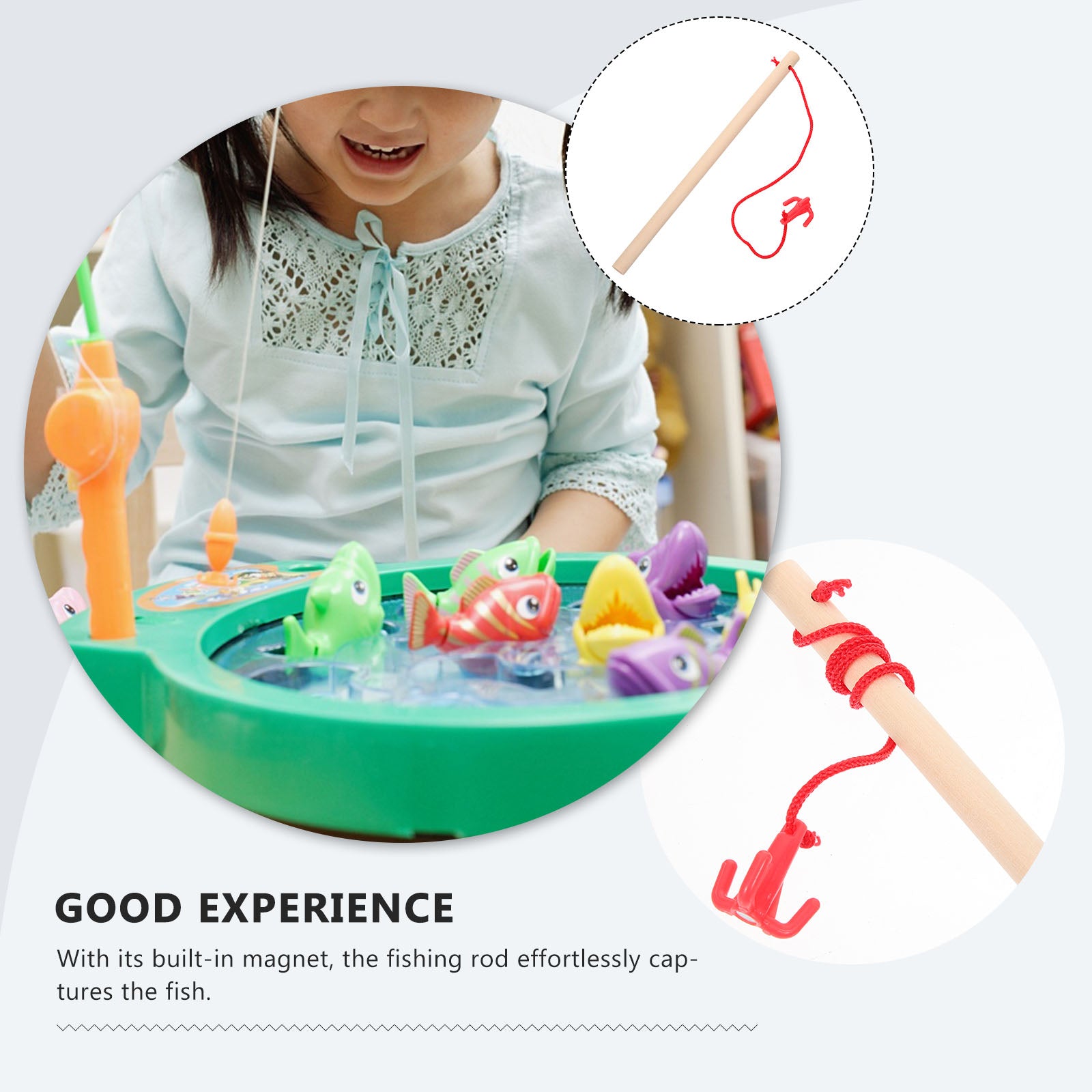 4pcs Wooden Magnetic Fishing Rod Toys L41399