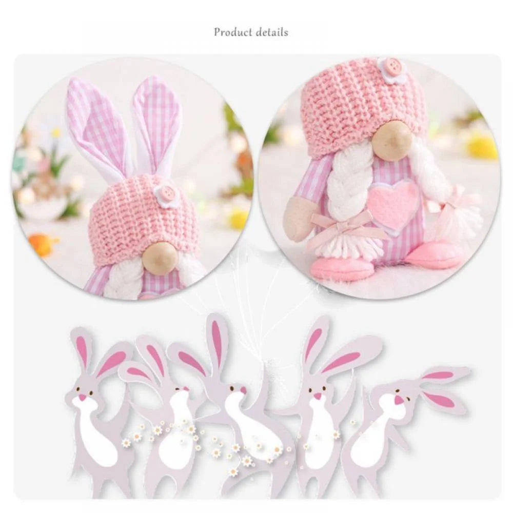 1/2 Pcs Plush Easter Bunny Handmade Swedish Tomte Elf Stuffed Doll Rabbit Ornaments L40186