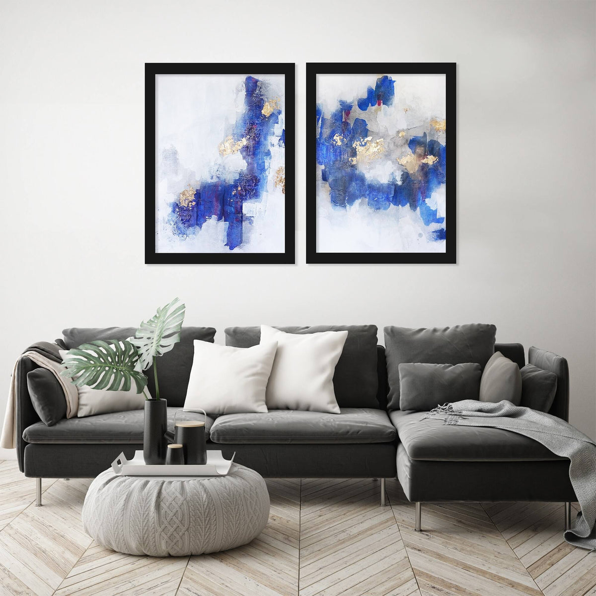 2 Piece Black Framed Print Set R38763