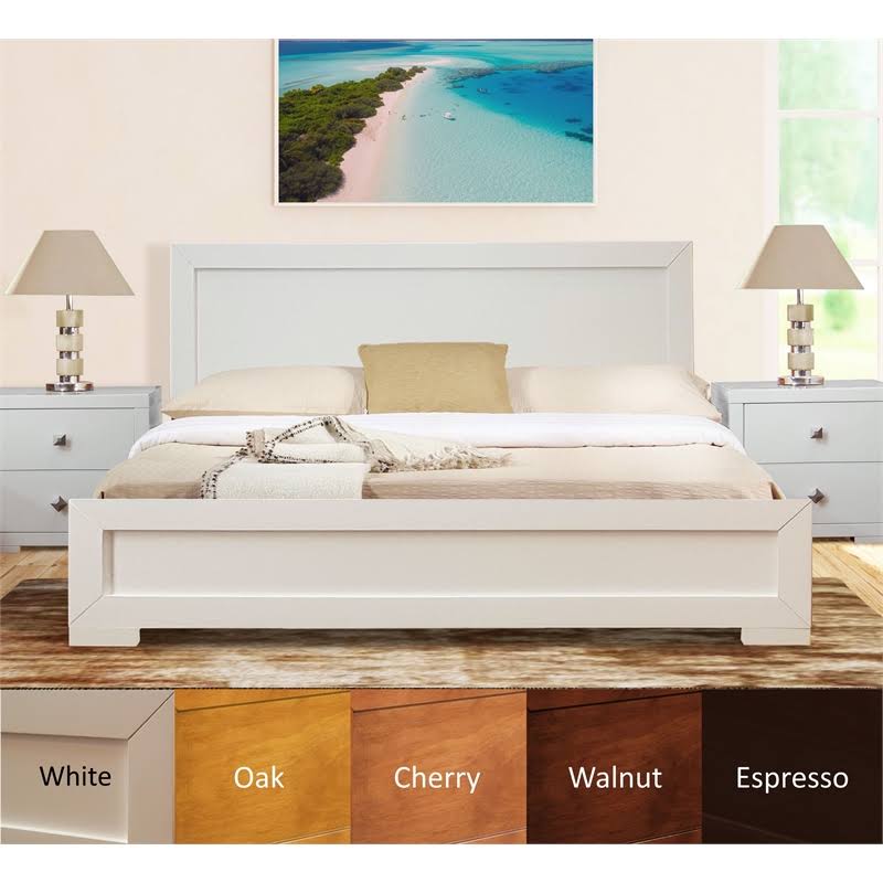 Walnut Wooden King Platform Bed P9681