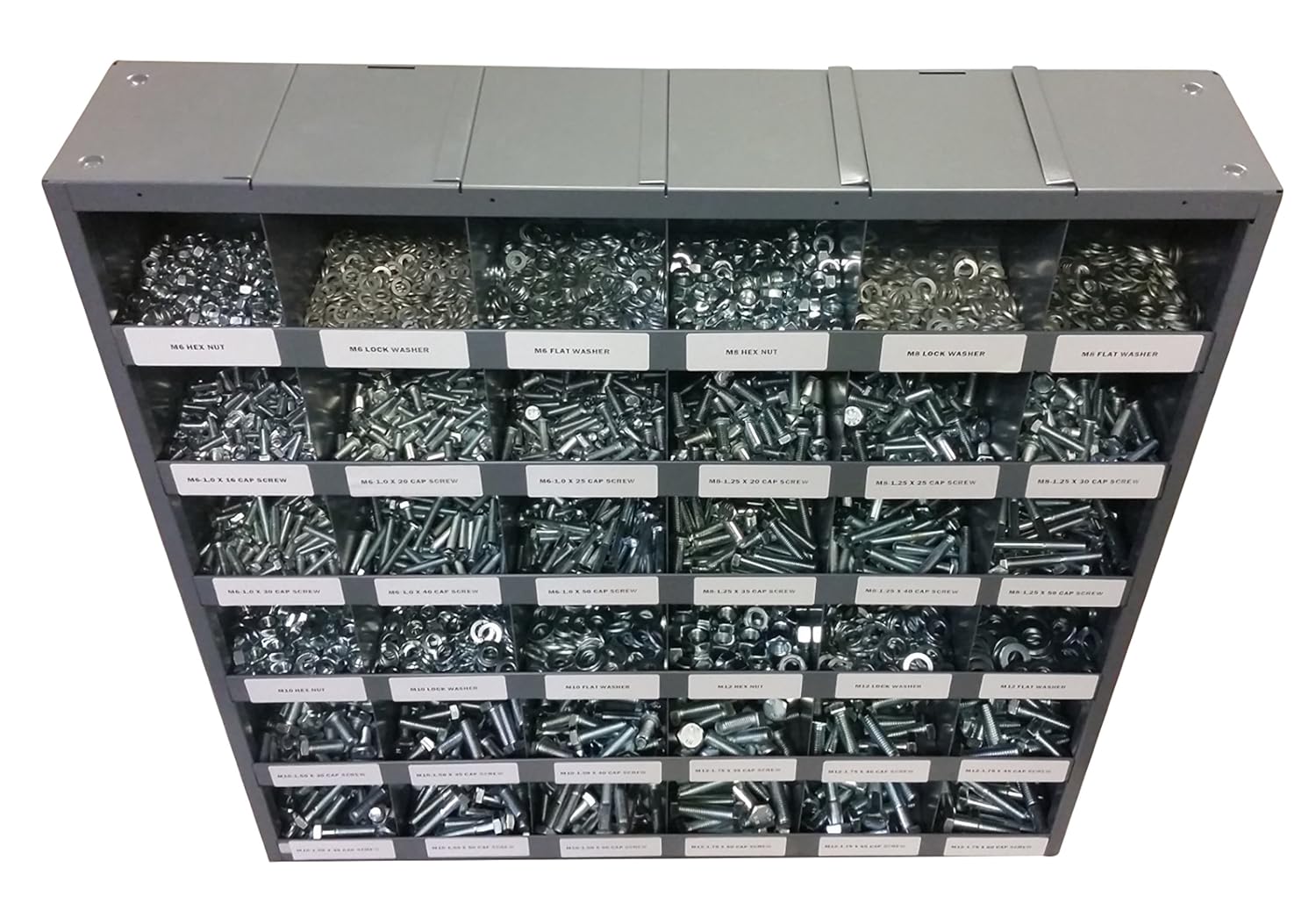 2540 Piece Metric Hex Head Cap Screw, Nut, and Washer Assortment with 40 Hole Bin A681210