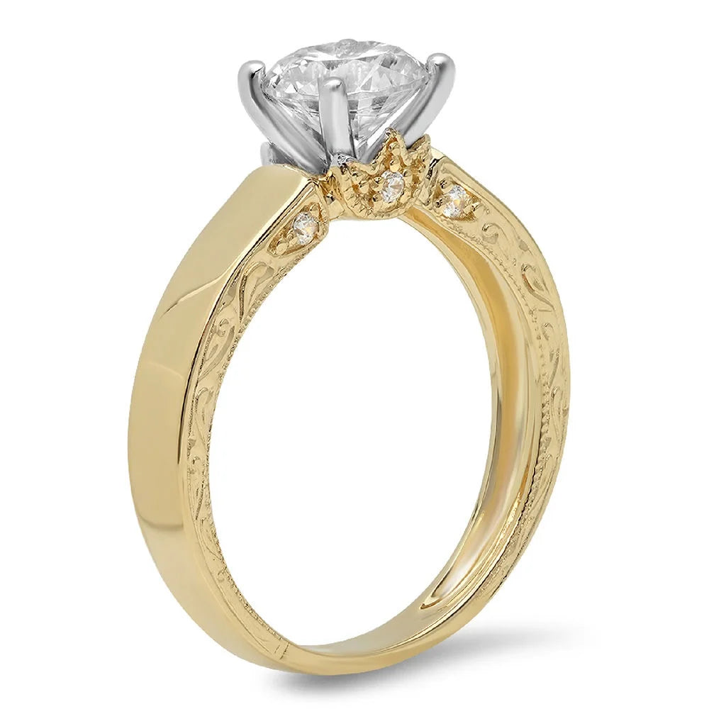 14K Yellow White Gold Solitaire Engagement Ring A12518