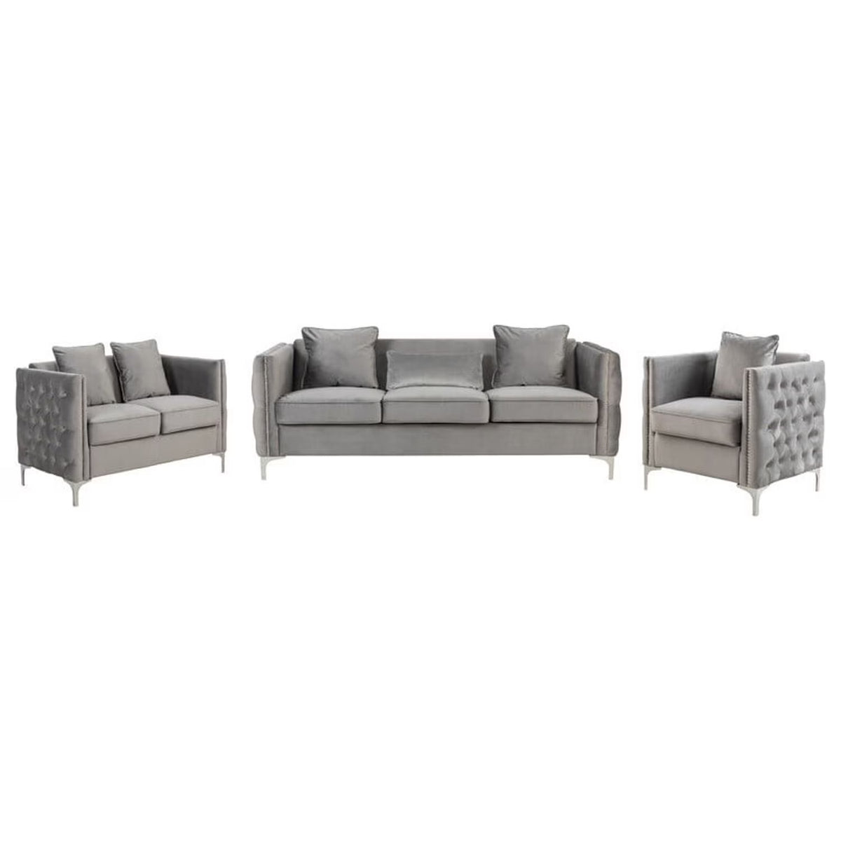 Pink Velvet Sofa Loveseat Chair Set V8245