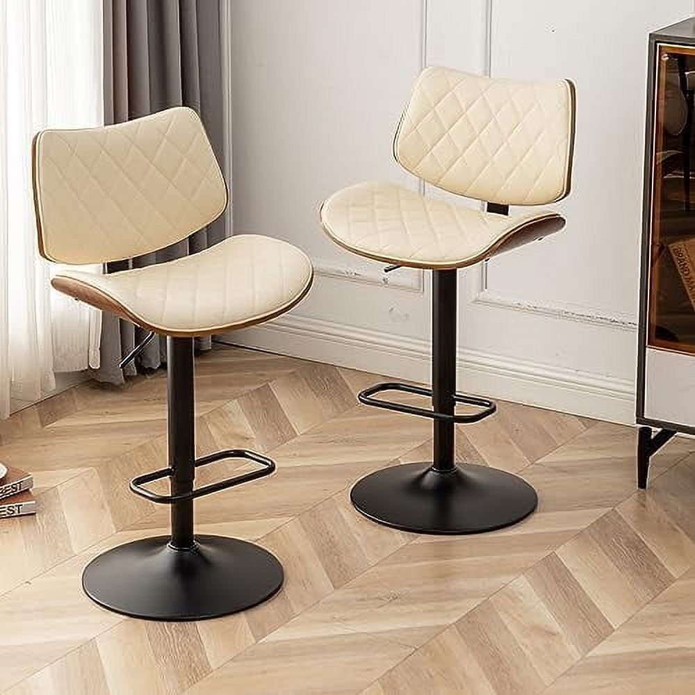 Green Leather Swivel Counter Height Stools Set of 2 K283