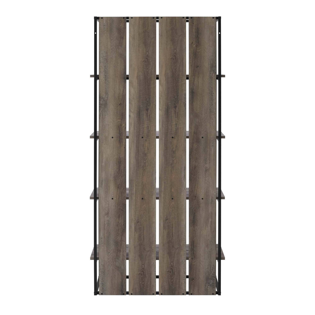Grey Wash Black Metal Farmhouse Bookcase L92307