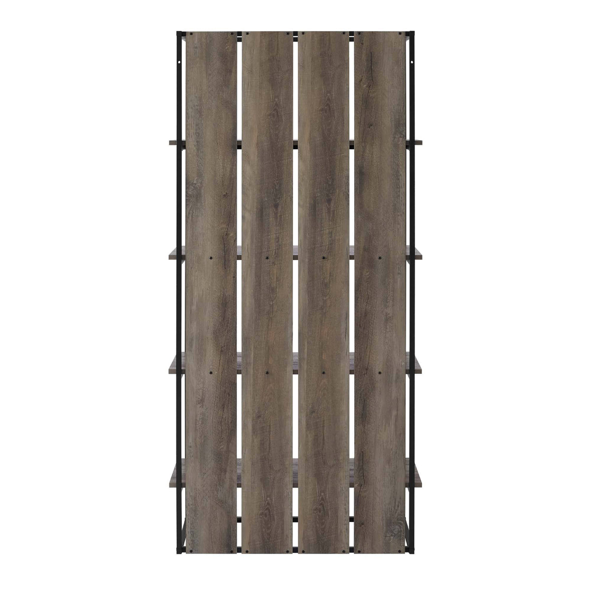 Grey Wash Black Metal Farmhouse Bookcase L92307