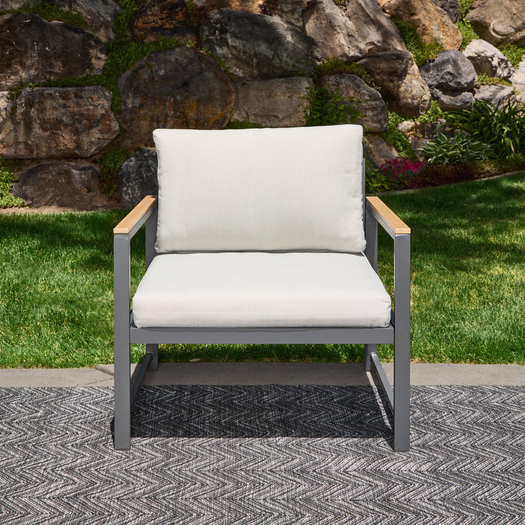 Gray Outdoor Metal Chair with Seat Cushions K82160