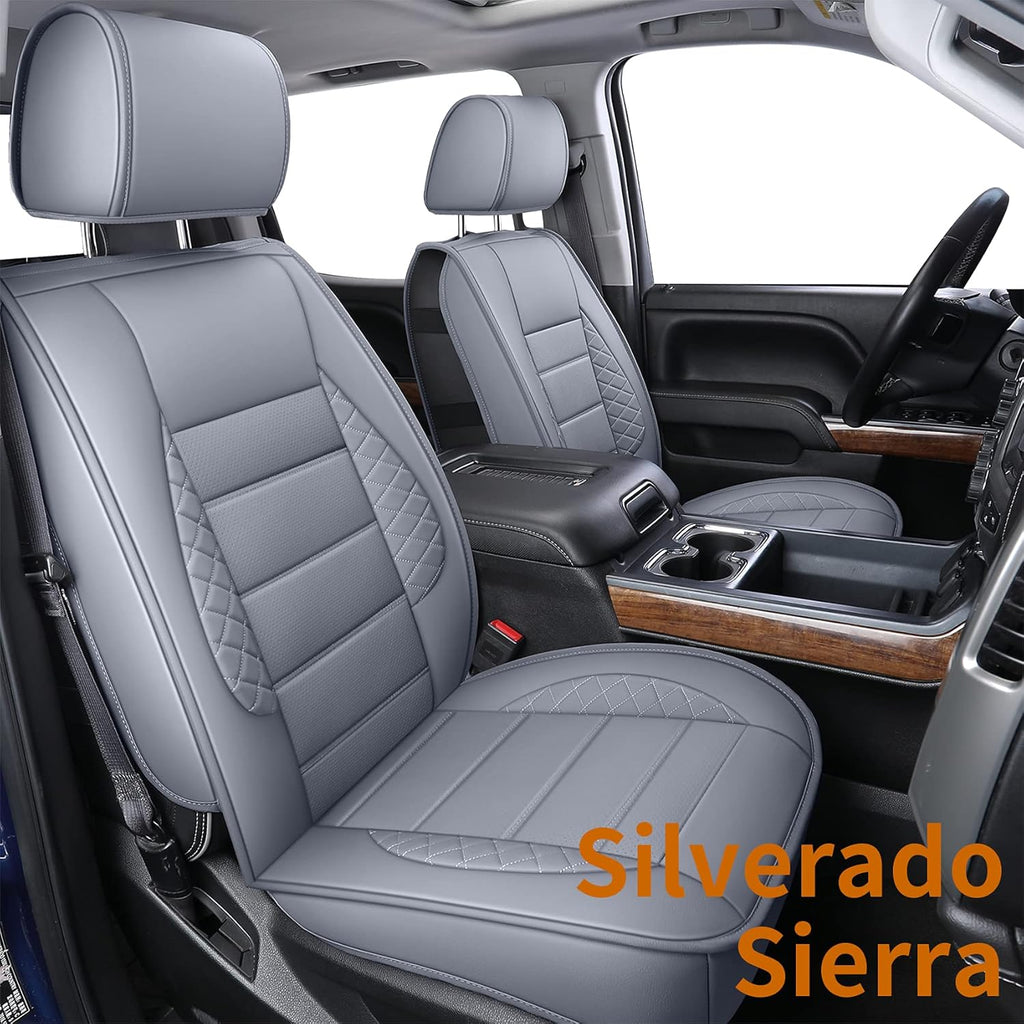 Gray Faux Leather Seat Covers with Center Console Cover B922
