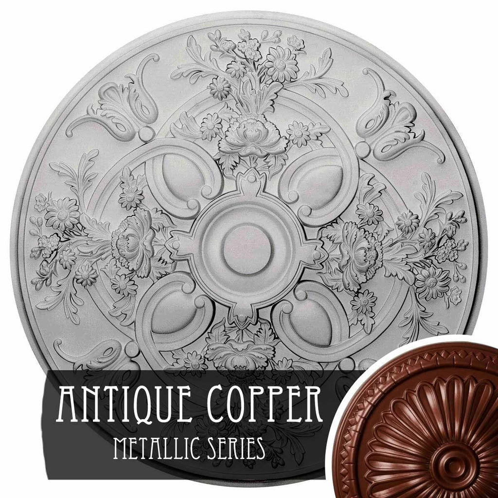 31 1/4x22OD x 2 1/4x22P Hand-Painted Pewter Ceiling Medallion Y256