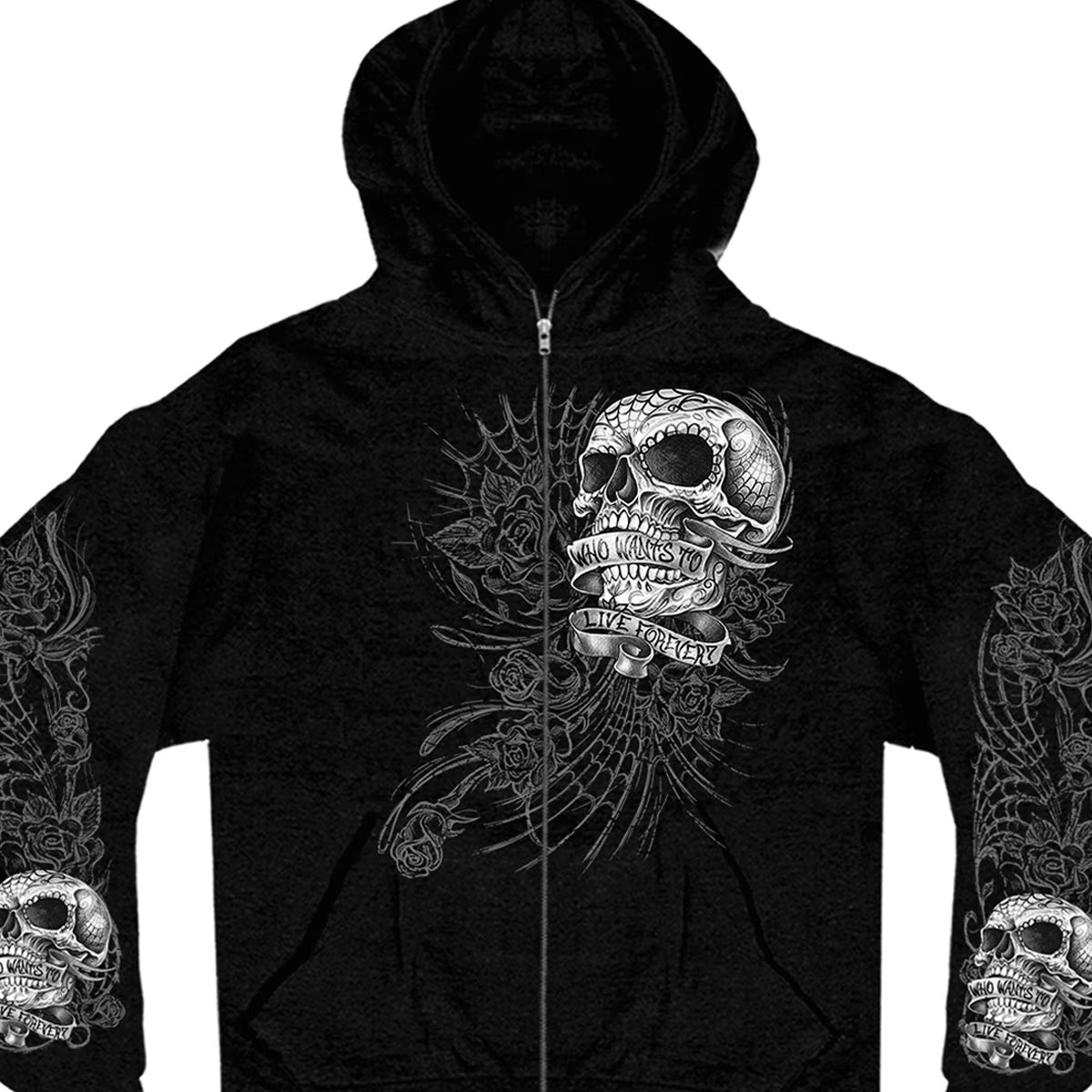 Black Hoodie with Zipper Closure 2X-Large H306361