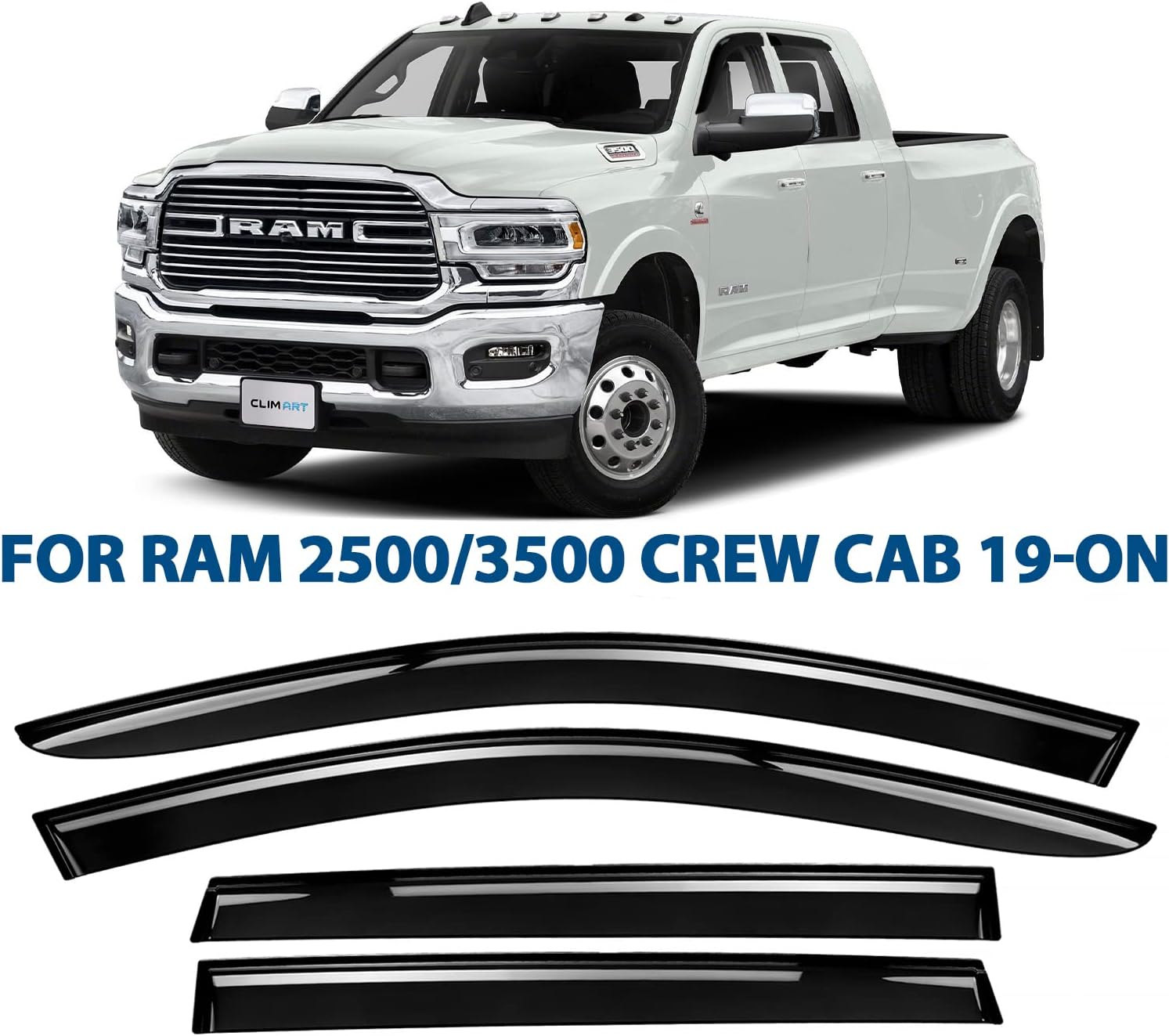4pcs Dark Smoke Tape-on Window Deflectors J483