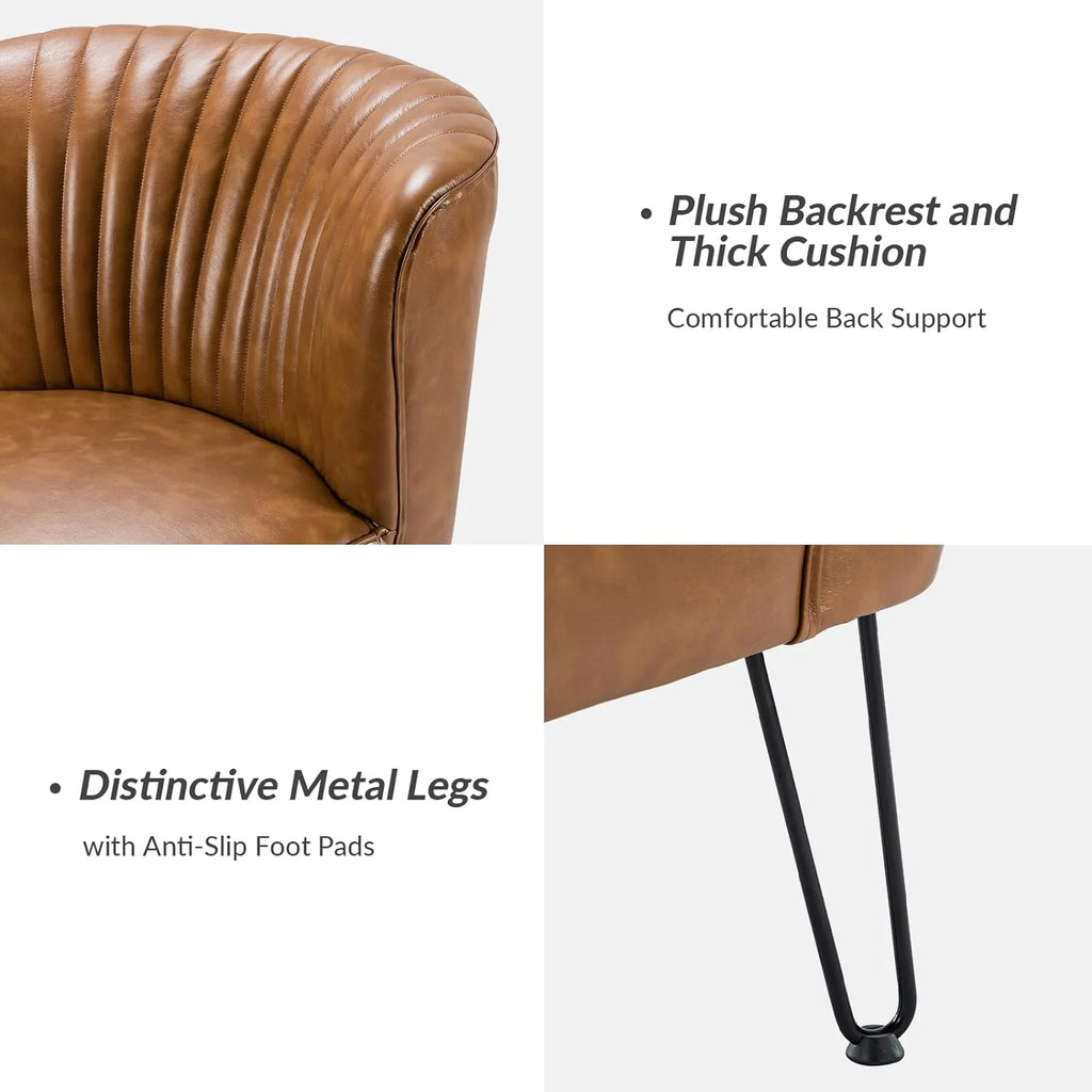 Faux Leather Accent Chair with Metal Base D78666