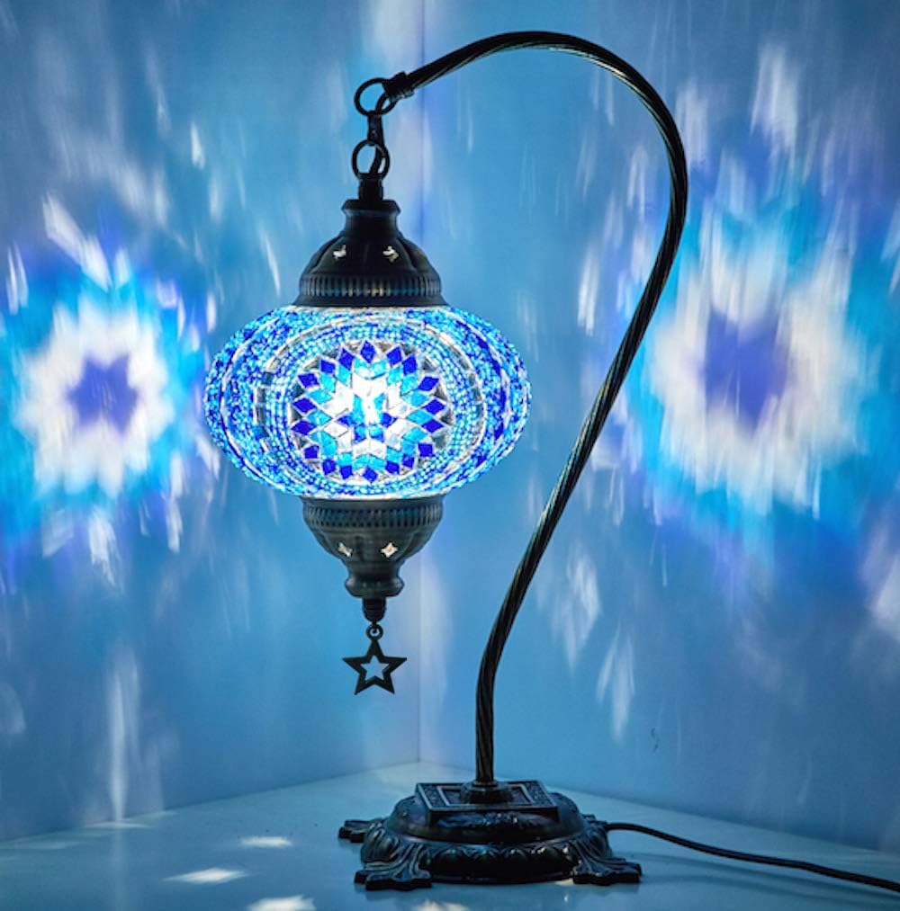 Multicolor Mosaic Gooseneck Table Lamp O244739