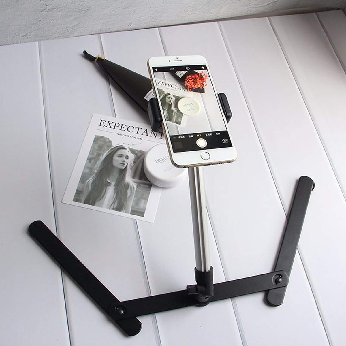 Pack of 2 Adjustable Overhead Phone Tripod Stand with Cellphone Holder U386