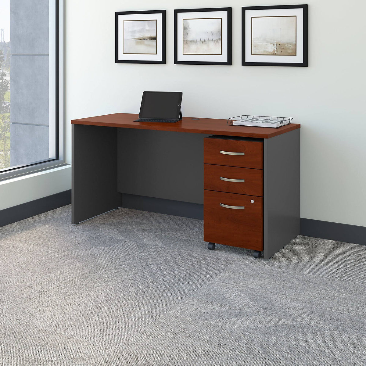 60W x 24d Office Desk with Mobile File Cabinet U9487