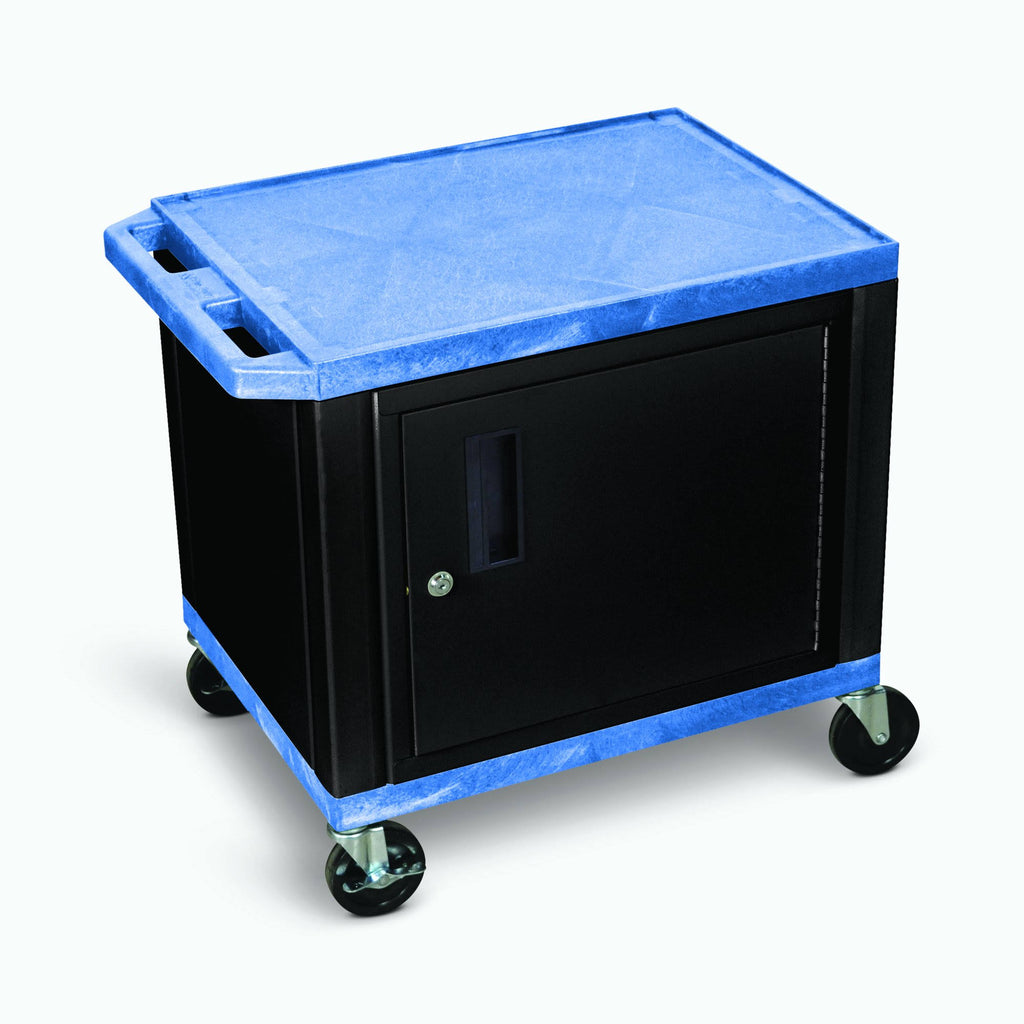 2-Shelf AV Cart with Cabinet, Black Y19410