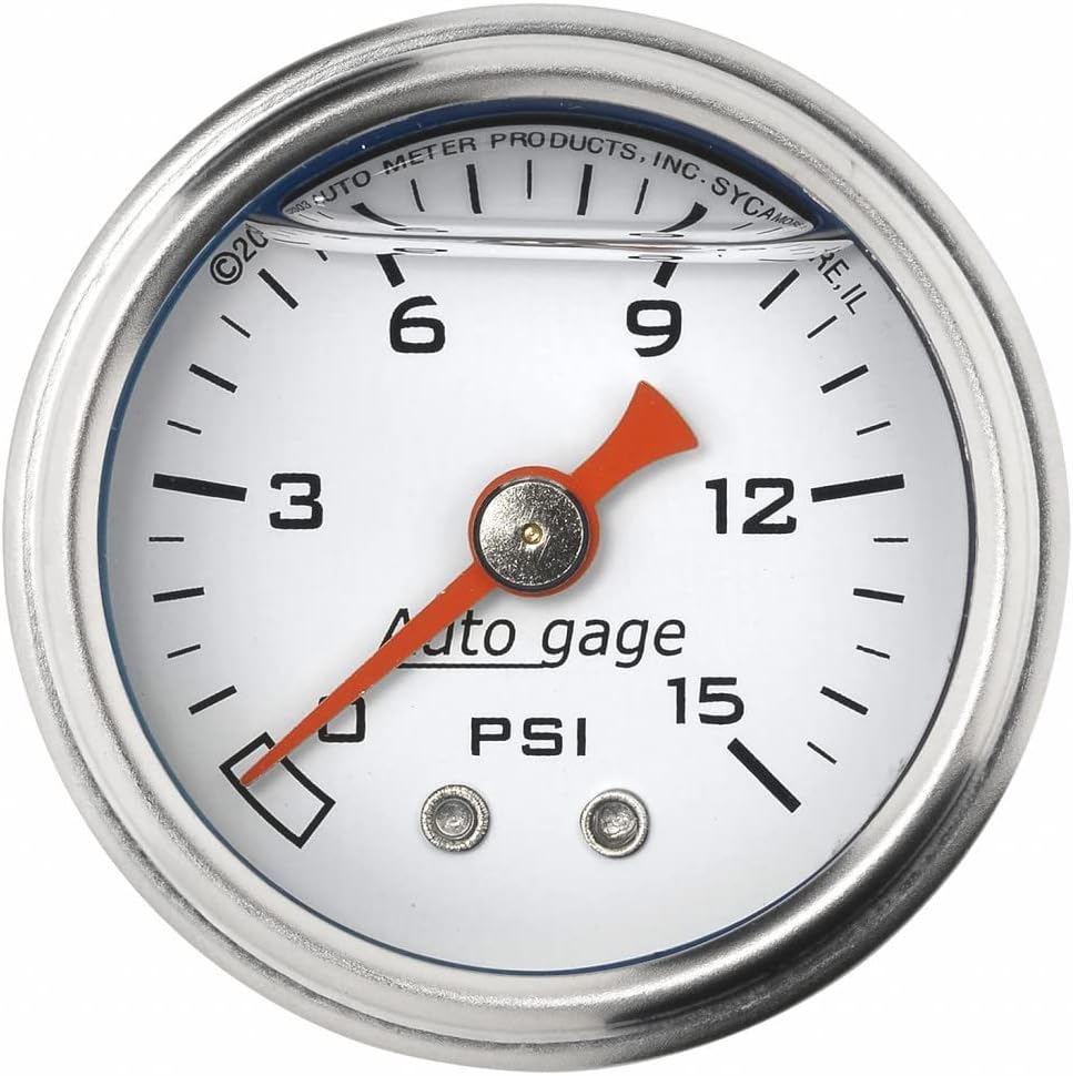 2 Pc White 1.5in Liquid Filled Mechanical Fuel Pressure Gauge 0-15 PSI X932692