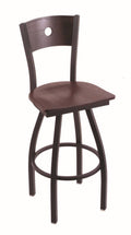 Counter Stool with Black Wrinkle Finish and Dark Cherry Oak Seat K398