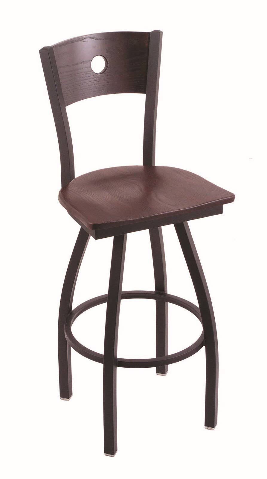 Counter Stool with Black Wrinkle Finish and Dark Cherry Oak Seat K398