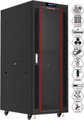 42 U Free Standing Locking Network Rack Cabinet with Shelf and Cooling Fan L32582