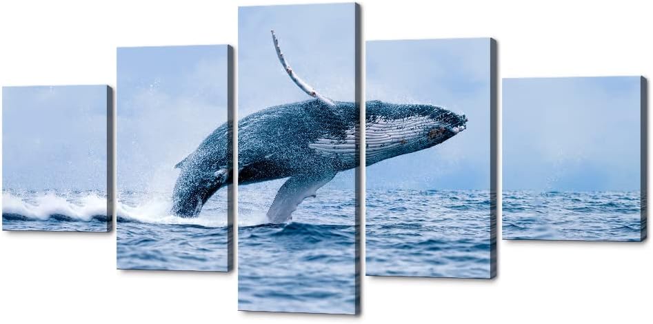 Blue Clear Ocean Seascape Canvas Wall Art with Frame 50''Wx24''H F7088