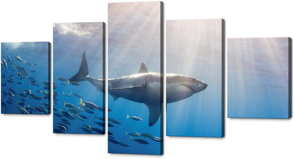 Blue Clear Ocean Seascape Canvas Wall Art with Frame 50''Wx24''H F7088