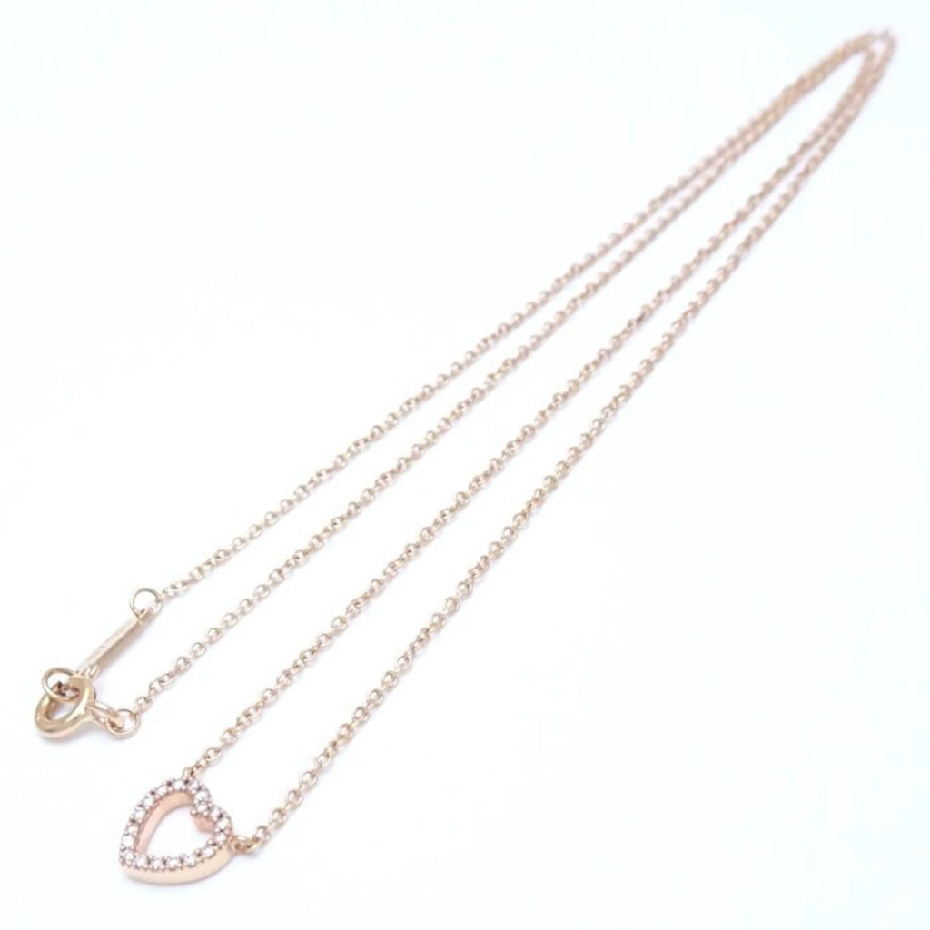 Tiffany Metro Heart Necklace Diamond Pink Gold Rose S299833