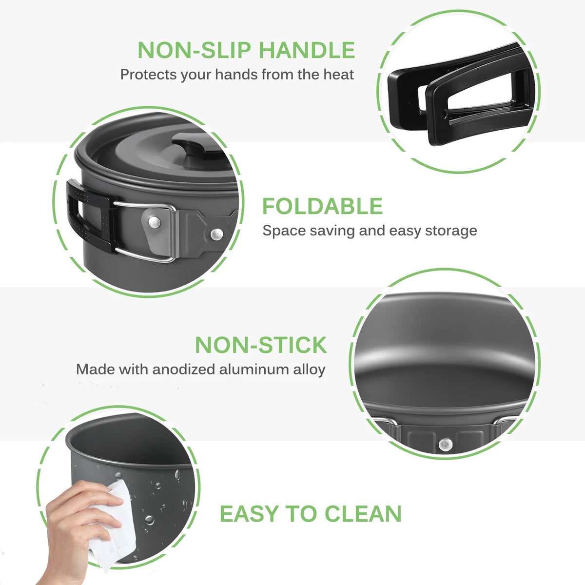 Collapsible Bowl Pan Knife Fork Cookware Utensils Kit C430