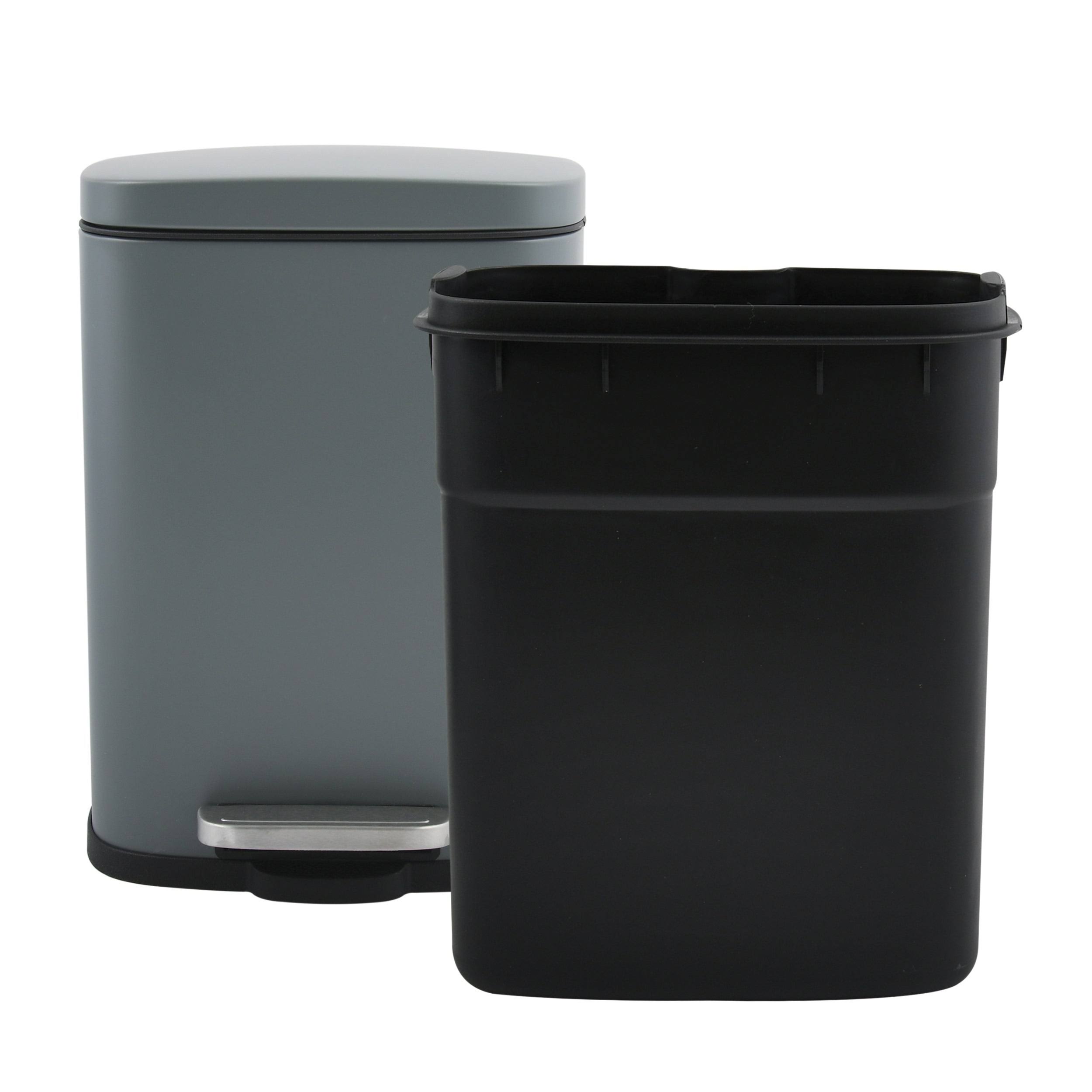 Matte Dark Gray Stainless Steel Step Trash Can F458