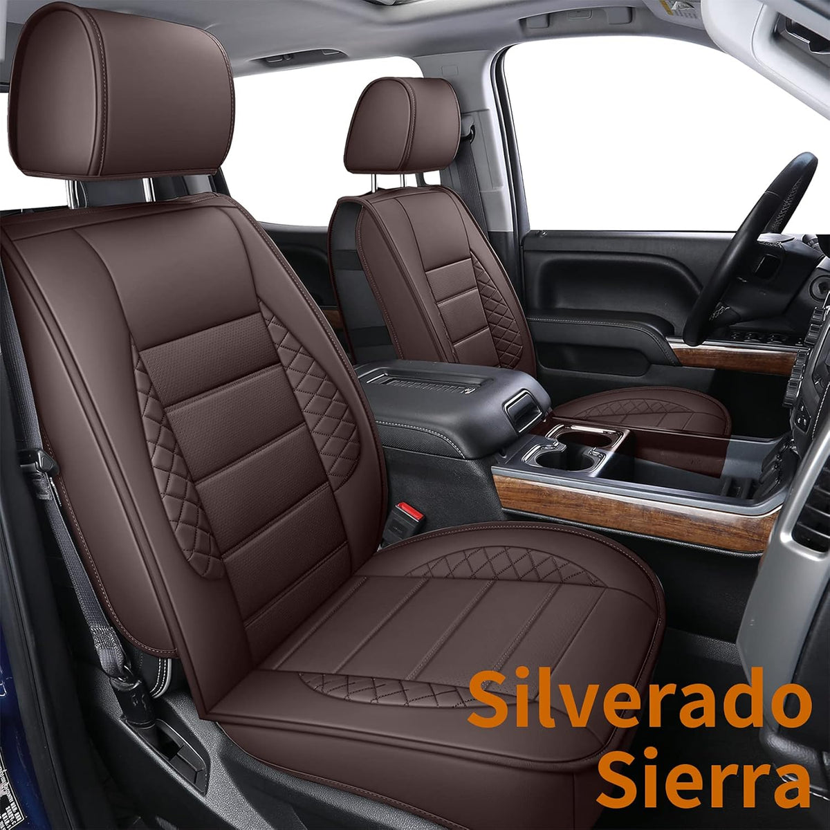 Gray Faux Leather Seat Covers with Center Console Cover B922