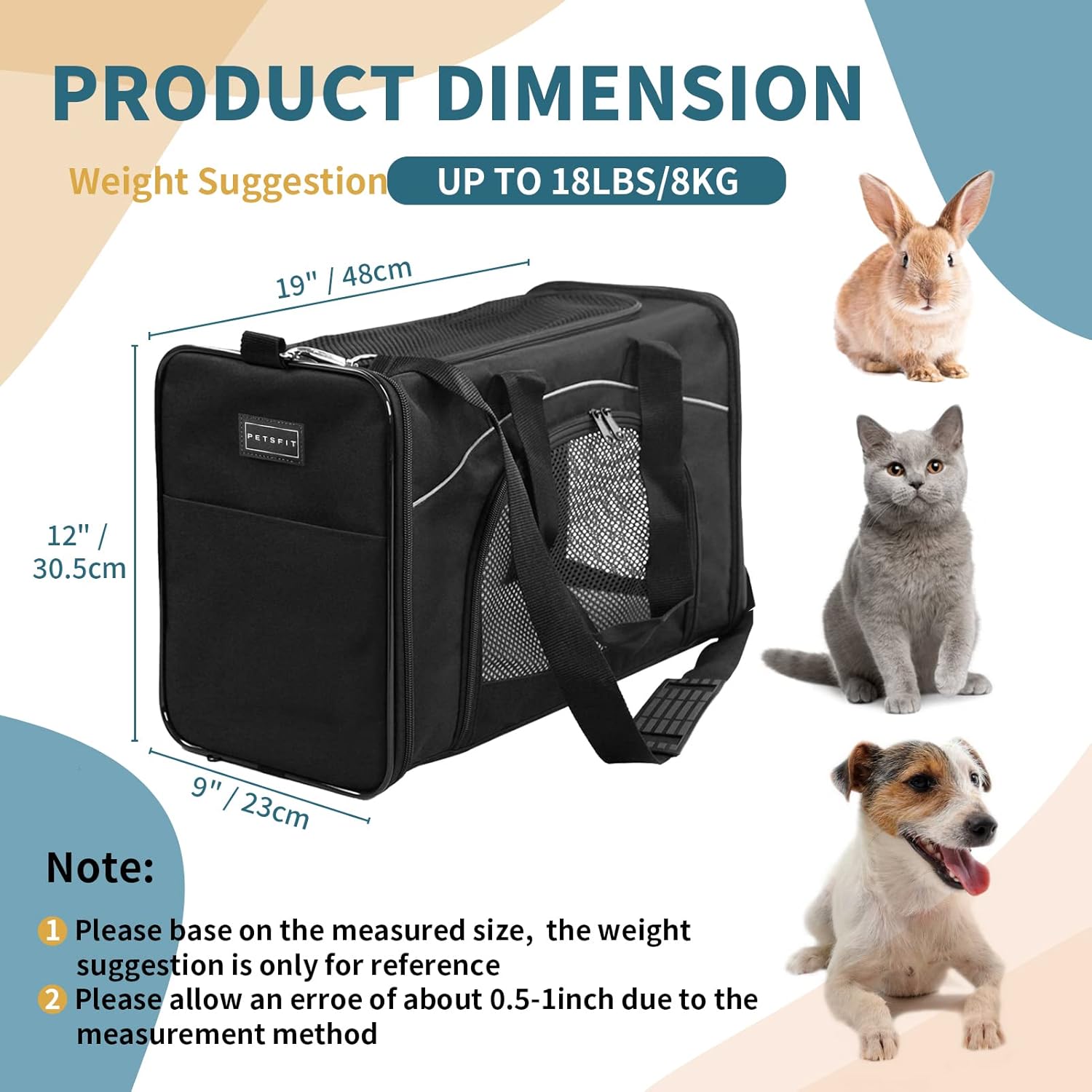 Foldable Pet Travel Carriers, Airline Approved, Washable Pack of 2 G688