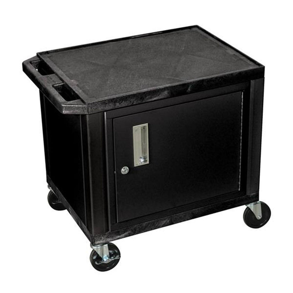 2-Shelf AV Cart with Cabinet, Black Y19410