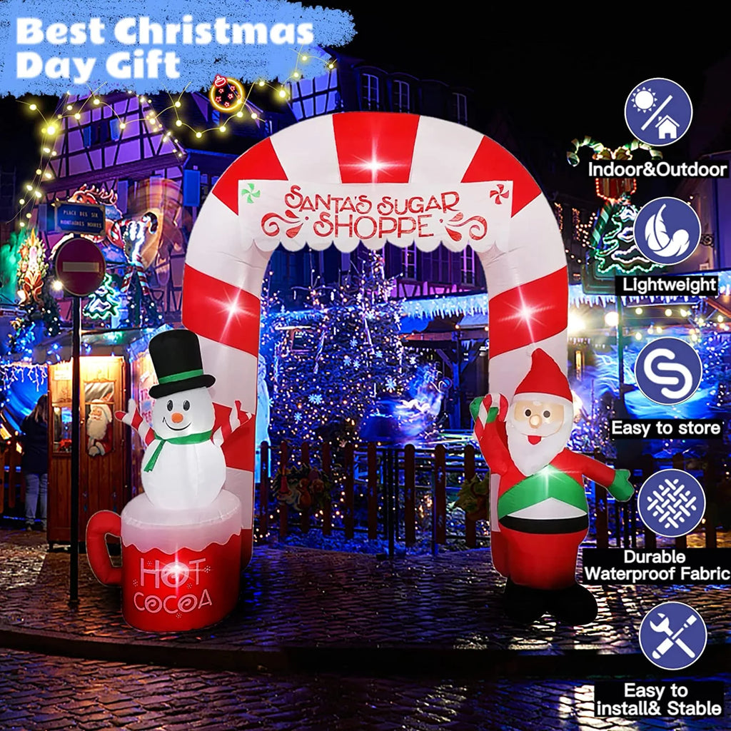 Inflatable Christmas Archway Decorations, 8 FT, LED Blow Up Outdoor Inflatables Z956
