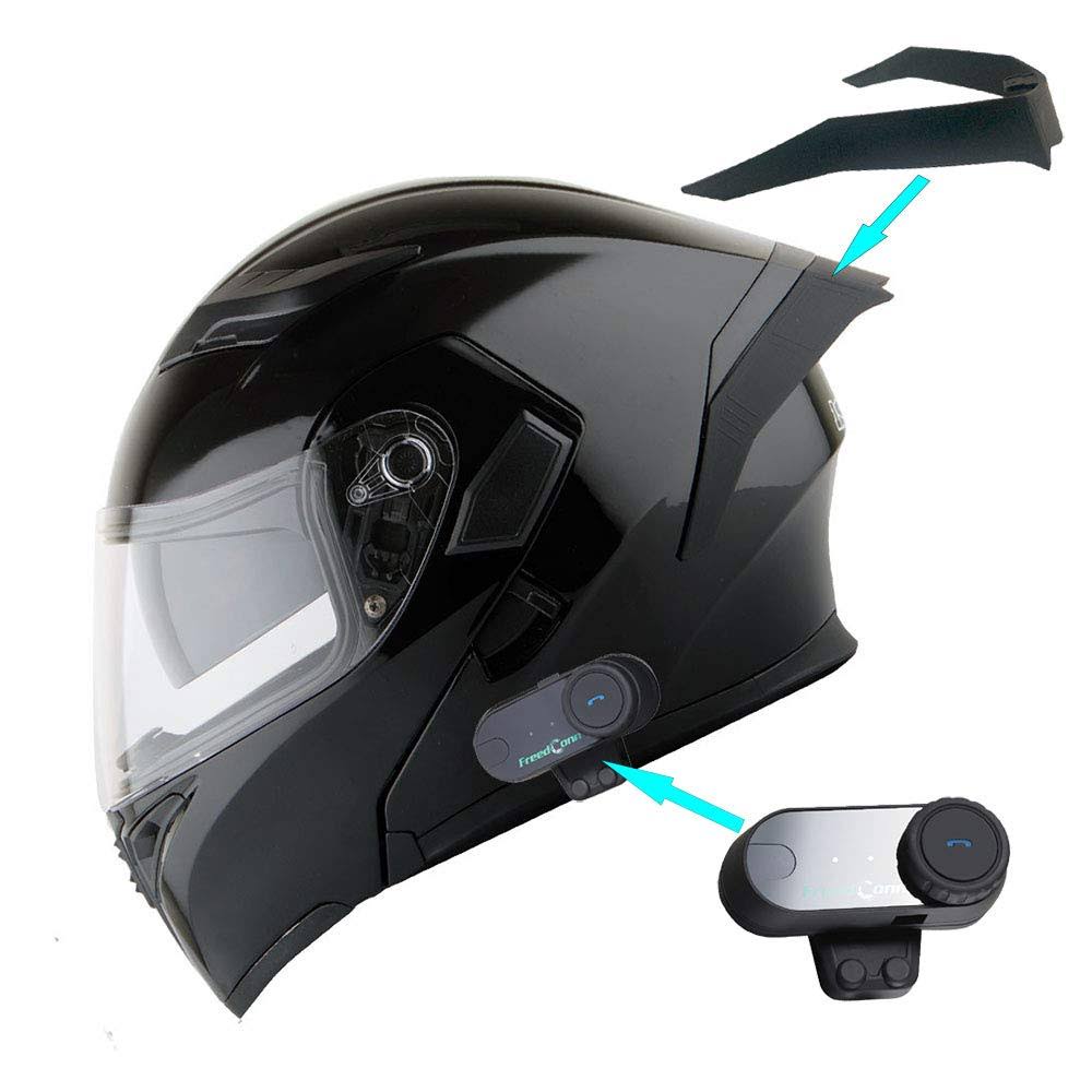 Glossy Black Modular Full Face Motorcycle Helmet with Bluetooth Headset L340